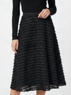 NWT Anthropologie Maeve Grazia high waisted Black Textured A-Line Midi Skirt